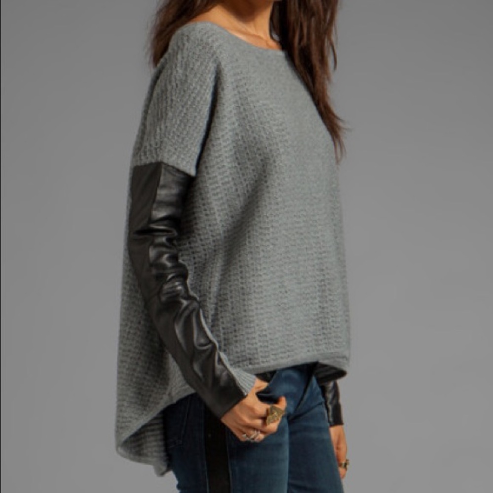 PJK Leather Sleeve Sweater